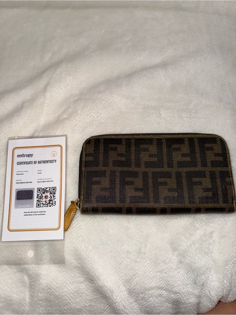 Fendi Brown and Tan Zucca Zip Wallet